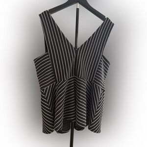 Forever 21 Black and White Striped Peplum Top- NWT size 2X